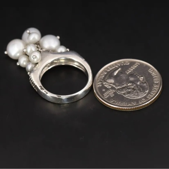Judith Jack Sterling articulated Pearl cha cha Ring Size -6 - Picture 3 of 5